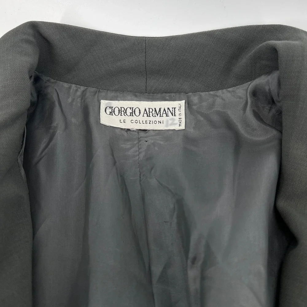 Vintage Giorgio Armani Le Collezioni Women Grey Wool Blazer Made in Italy M 8-10 - Picture 6 of 13